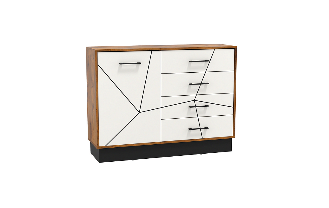 Комод 54.08 Гамма (ш.1200) таксония/черный/ПВХ белый