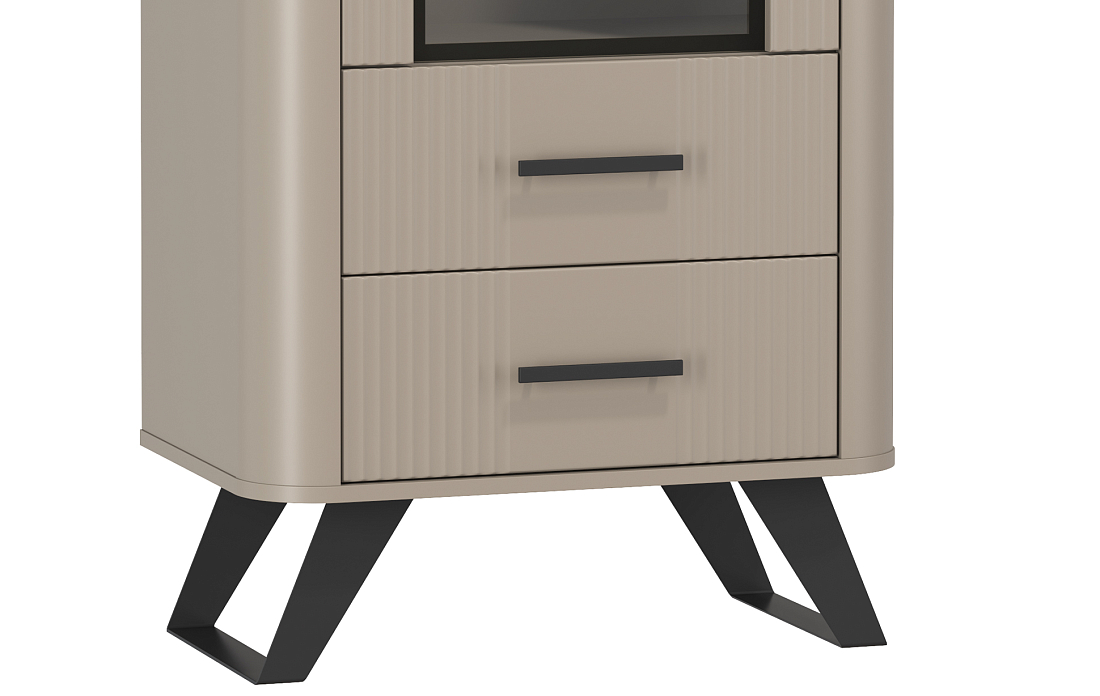 Шкаф витрина 76.02 Фиделия серый камень/мрамор черный/ДВПО серый камень/пленка ПВХ серый камень/профиль masa decor серый камень