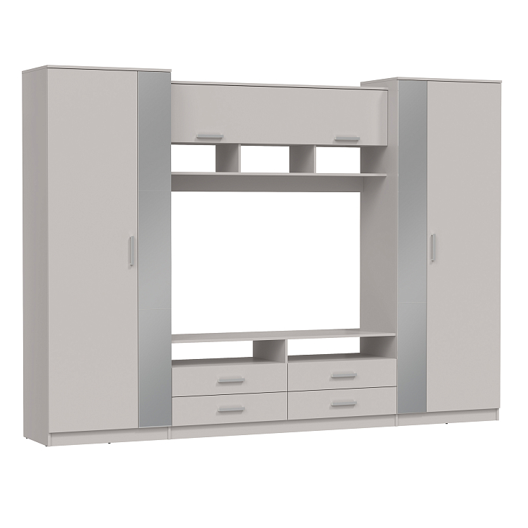 Шкаф многоцелевого назначения 91.01 Вена с зеркалом кашемир/ДВПО белый