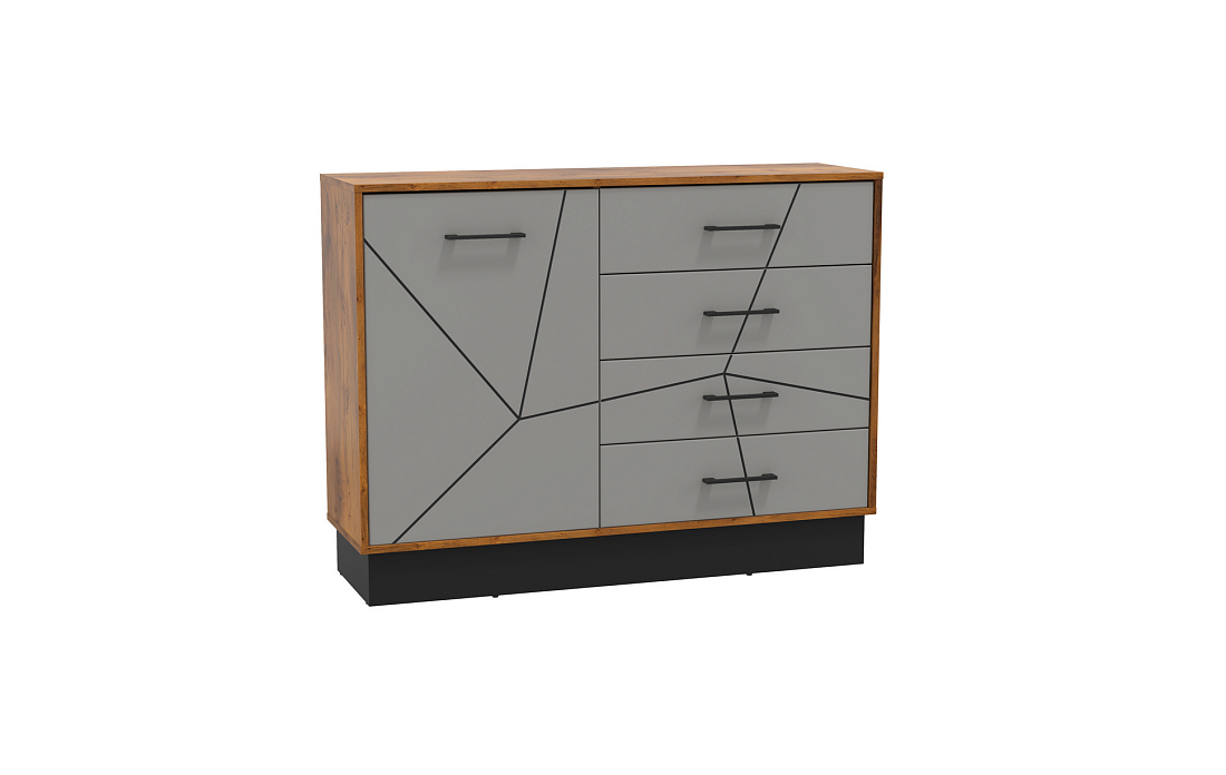 Комод 54.08 Гамма (ш.1200) таксония/черный/ПВХ грей