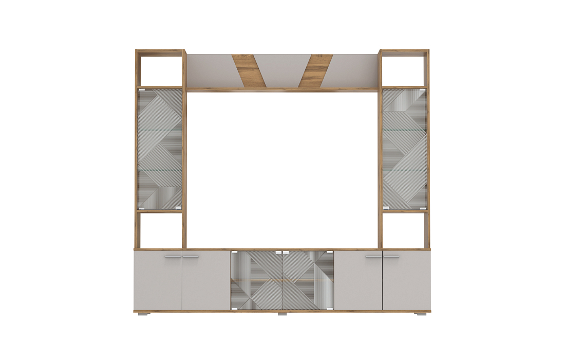 Тумба для ТВ 63.03 Аккорд дуб золотой/кашемир/ДВПО серый камень