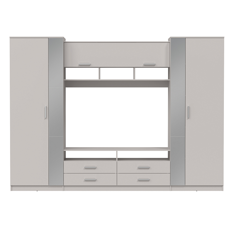 Шкаф многоцелевого назначения 91.01 Вена с зеркалом кашемир/ДВПО белый